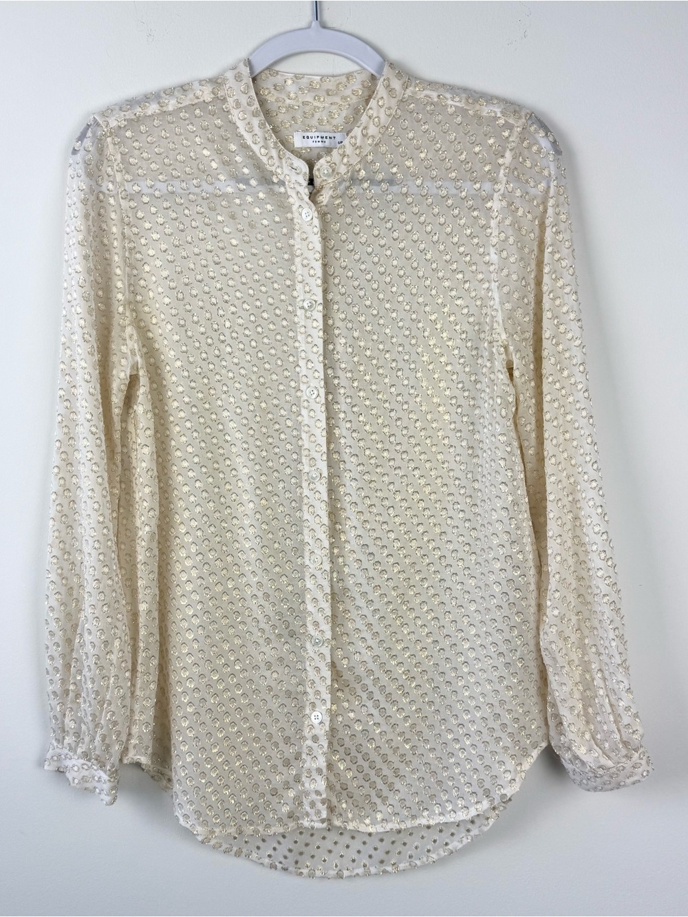Equipment Femme Gold Polka Dot Silk Button Up Blouse